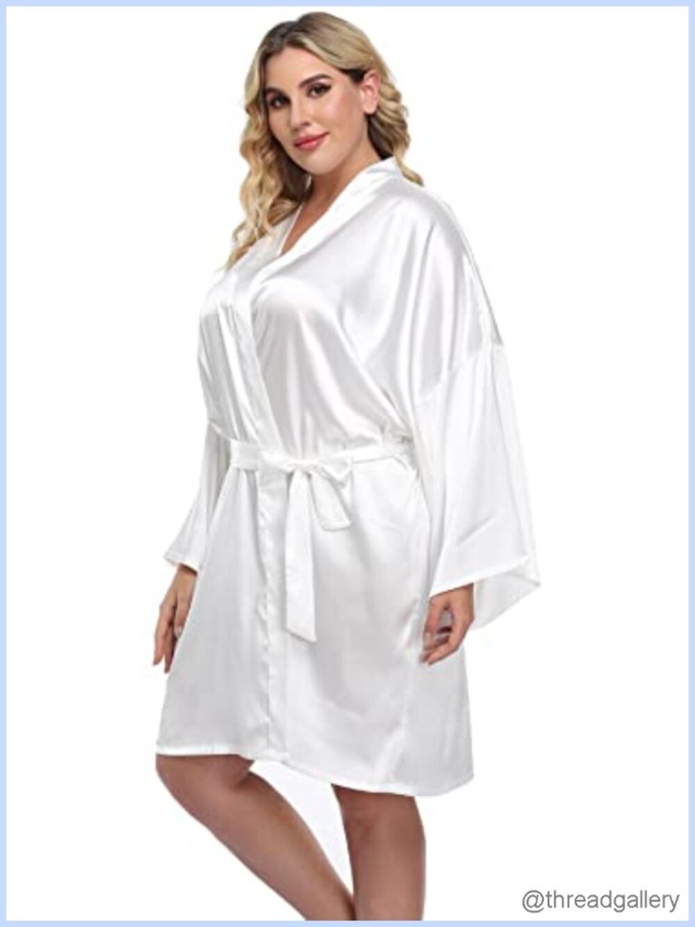Plus Size Satin Kimono Robe Short Silk Bathrobe Bridesmaid Wedding Party